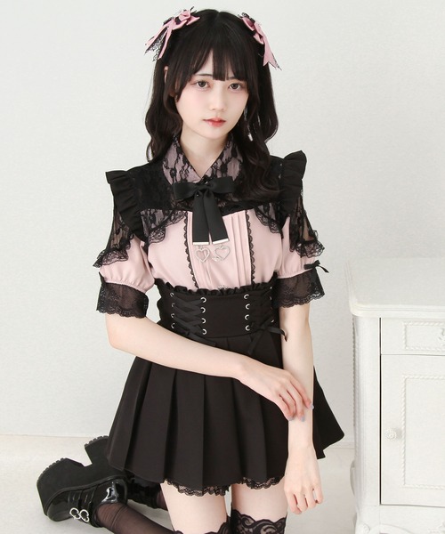DearMyLove(ディアマイラブ)の「レースフリルハートビジューブラウス(シャツ/ブラウス・レディース・ブラック/ピンク/ホワイト・3L/LARGE/MEDIUM)」の14枚目の写真
