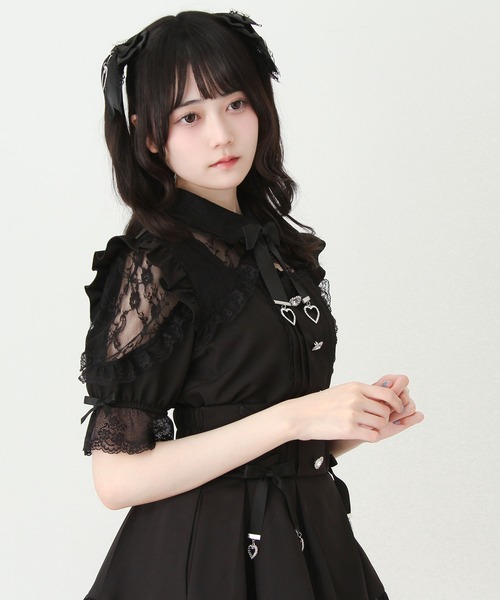 DearMyLove(ディアマイラブ)の「レースフリルハートビジューブラウス(シャツ/ブラウス・レディース・ブラック/ピンク/ホワイト・3L/LARGE/MEDIUM)」の15枚目の写真