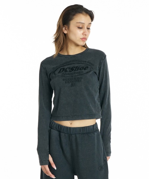 DC(ディーシー)の「DC/ディーシー 長袖 Tシャツ ロンT クロップド丈 LLT264318(Tシャツ/カットソー・レディース・スミクロ/ピンクベージュ/ベージュ/ミックスグレー・L/M)」の1枚目の写真