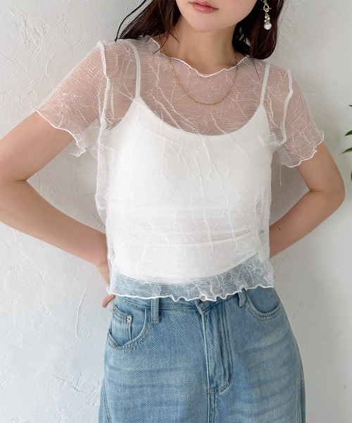 Rejoule(リジュール)の「ワッシャー メロウシアートップス(Tシャツ/カットソー・レディース・ベージュ/ブラック/ホワイト・FREE)」の5枚目の写真