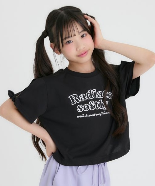 PINK-latte（ピンクラテ）の「【接触冷感】袖あきリボン半袖Tシャツ（Tシャツ/カットソー・キッズ・オフホワイト/ブラック/ホワイト系その他・140cm/120cm/130cm/150cm/160cm）」の3枚目の写真