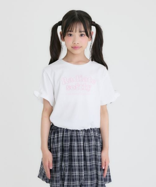 PINK-latte（ピンクラテ）の「【接触冷感】袖あきリボン半袖Tシャツ（Tシャツ/カットソー・キッズ・オフホワイト/ブラック/ホワイト系その他・140cm/120cm/130cm/150cm/160cm）」の19枚目の写真