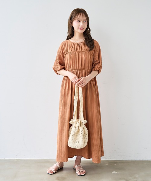 mil(ミル)の「ダブル切替え シャーリング ワンピース 【587212】(ワンピース・レディース・ブラック/テラコッタ/チャコールグレー・XS/S)」の17枚目の写真