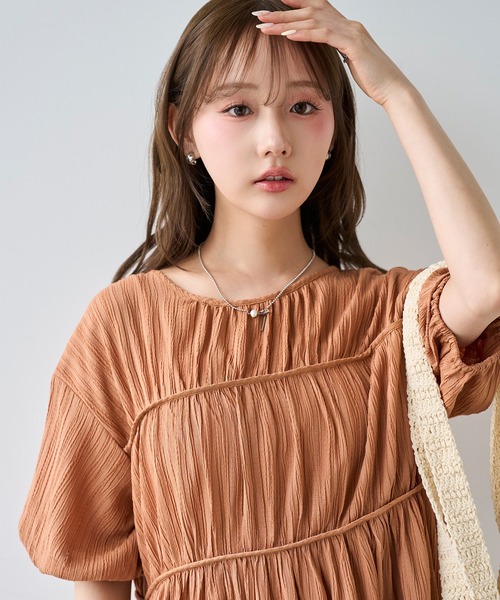 mil(ミル)の「ダブル切替え シャーリング ワンピース 【587212】(ワンピース・レディース・ブラック/テラコッタ/チャコールグレー・XS/S)」の16枚目の写真