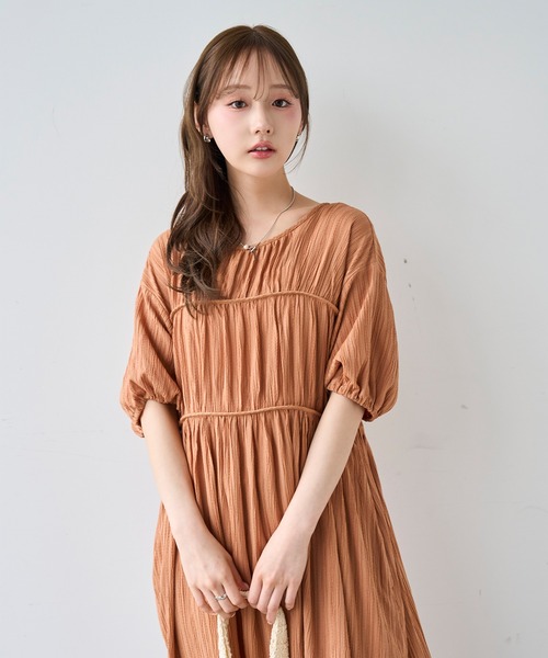 mil(ミル)の「ダブル切替え シャーリング ワンピース 【587212】(ワンピース・レディース・ブラック/テラコッタ/チャコールグレー・XS/S)」の22枚目の写真
