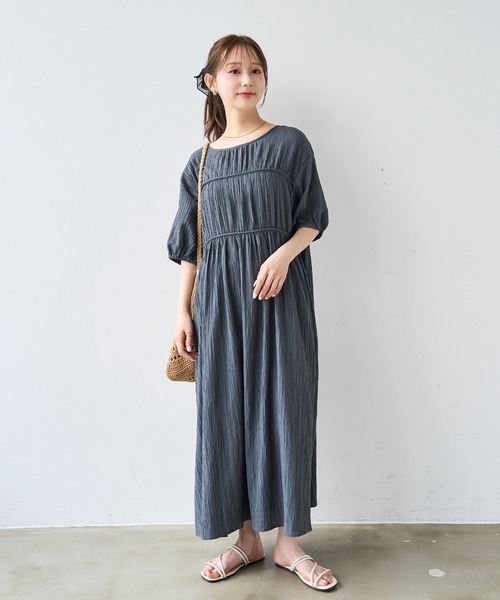mil(ミル)の「ダブル切替え シャーリング ワンピース 【587212】(ワンピース・レディース・ブラック/テラコッタ/チャコールグレー・XS/S)」の11枚目の写真