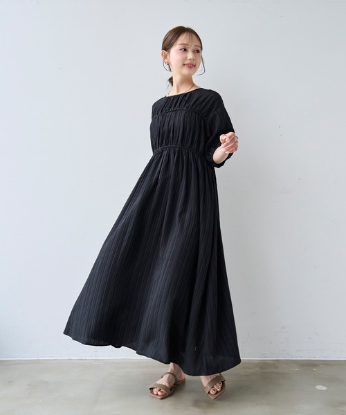 mil(ミル)の「ダブル切替え シャーリング ワンピース 【587212】(ワンピース・レディース・ブラック/テラコッタ/チャコールグレー・XS/S)」の8枚目の写真