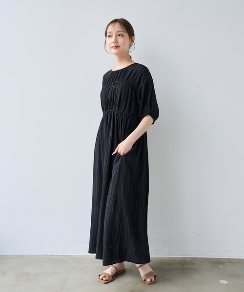 mil(ミル)の「ダブル切替え シャーリング ワンピース 【587212】(ワンピース・レディース・ブラック/テラコッタ/チャコールグレー・XS/S)」の9枚目の写真