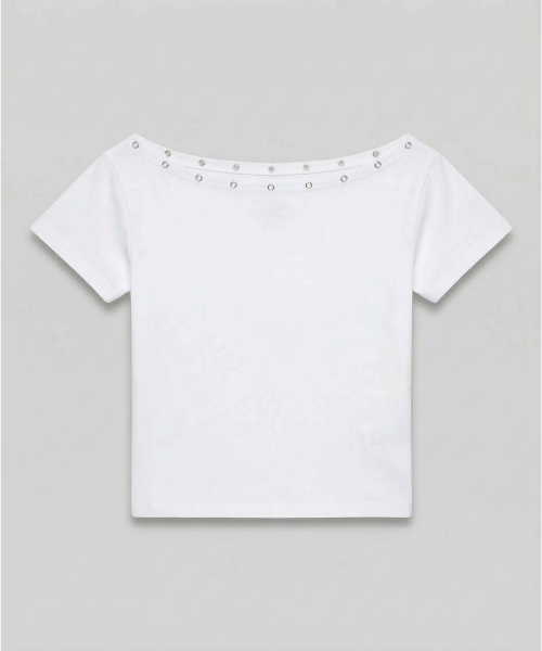 CHICKS（チックス）の「アイレットワンショルダー スリム 半袖 ダークベージュ（Tシャツ/カットソー・レディース・ダークベージュ・ONE SIZE）」の4枚目の写真
