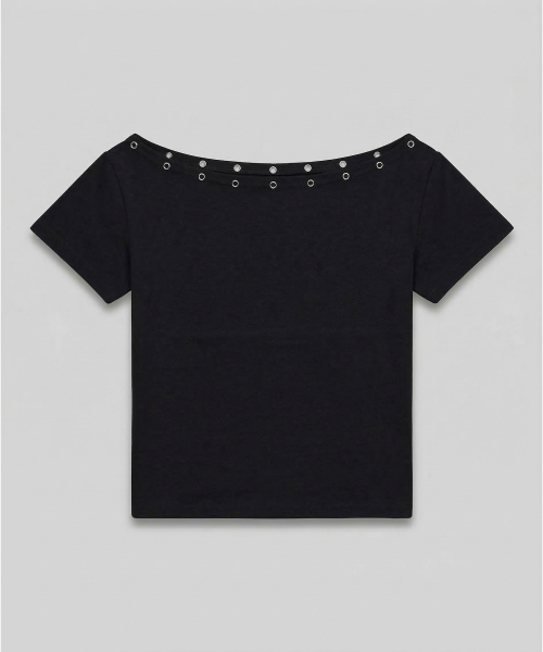 CHICKS（チックス）の「アイレットワンショルダー スリム 半袖 ダークベージュ（Tシャツ/カットソー・レディース・ダークベージュ・ONE SIZE）」の6枚目の写真