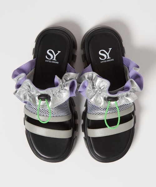 SY UNITED ARROWS(シーユナイテッドアローズ)の「<SY>フリルメッシュ サンダル50(サンダル・レディース・シルバー/ブラック/オリーブ・22.5cm/23.5cm/24.5cm)」の12枚目の写真