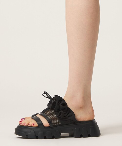 SY UNITED ARROWS(シーユナイテッドアローズ)の「<SY>フリルメッシュ サンダル50(サンダル・レディース・シルバー/ブラック/オリーブ・22.5cm/23.5cm/24.5cm)」の18枚目の写真