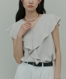 Ruffle Collar Sleeveless Blouse / ラッフルカラーノースリーブブラウス