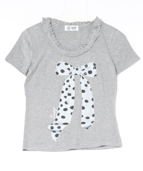 HOOK(フック)の「HOOK for girls ドットリボンプリント × フリルネック ガーリーT (SS)(Tシャツ/カットソー・レディース・ホワイト/グレー/ピンク・FREE)」の16枚目の写真