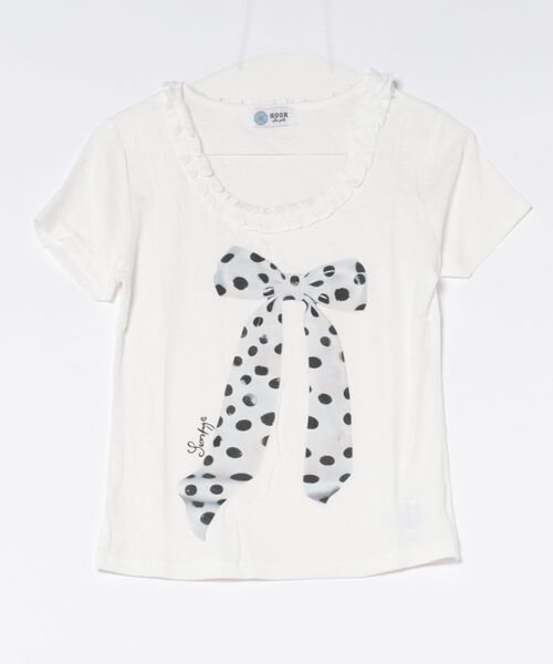 HOOK(フック)の「HOOK for girls ドットリボンプリント × フリルネック ガーリーT (SS)(Tシャツ/カットソー・レディース・ホワイト/グレー/ピンク・FREE)」の17枚目の写真