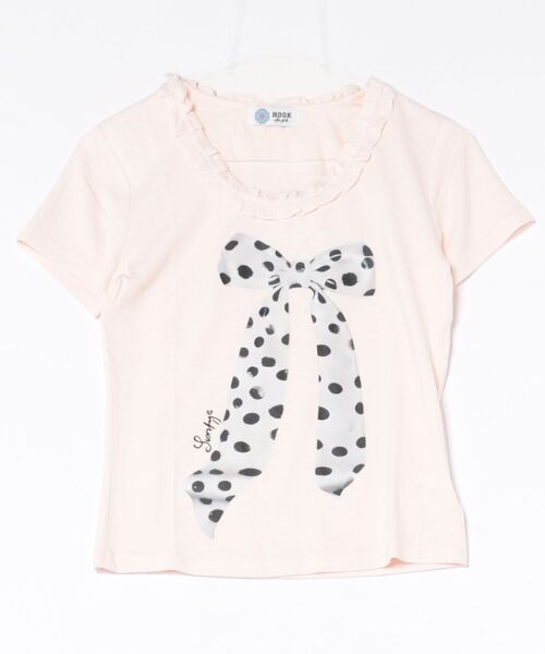 HOOK(フック)の「HOOK for girls ドットリボンプリント × フリルネック ガーリーT (SS)(Tシャツ/カットソー・レディース・ホワイト/グレー/ピンク・FREE)」の18枚目の写真