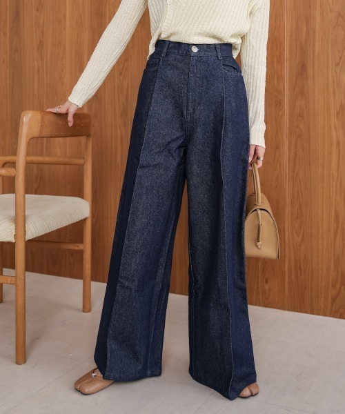 Bab(バブ)の「タック入りデニムパンツ(デニムパンツ・レディース・グレー/インディゴブルー/ライトブルー・MEDIUM)」の3枚目の写真