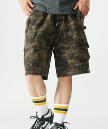 迷彩 カモ柄 ワイドカーゴショートパンツ / カモフラ 総柄 イージーショーツ ハーフパンツ メンズ Camo Wide Cargo Shorts