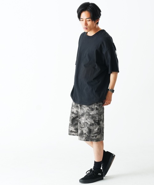 Beno(ビーノ)の「迷彩 カモ柄 ワイドカーゴショートパンツ / カモフラ ミリタリー ハーフパンツ メンズ Camo Wide Cargo Shorts(その他パンツ・メンズ・ベージュ/グレー/ブラック・MEDIUM/X-LARGE/LARGE)」の12枚目の写真