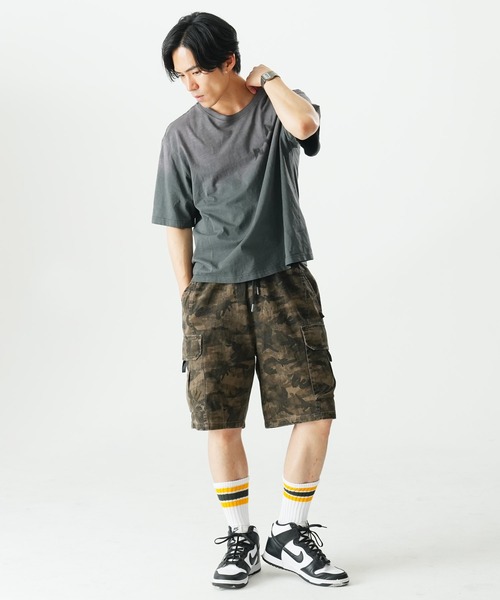Beno(ビーノ)の「迷彩 カモ柄 ワイドカーゴショートパンツ / カモフラ ミリタリー ハーフパンツ メンズ Camo Wide Cargo Shorts(その他パンツ・メンズ・ベージュ/グレー/ブラック・MEDIUM/X-LARGE/LARGE)」の16枚目の写真