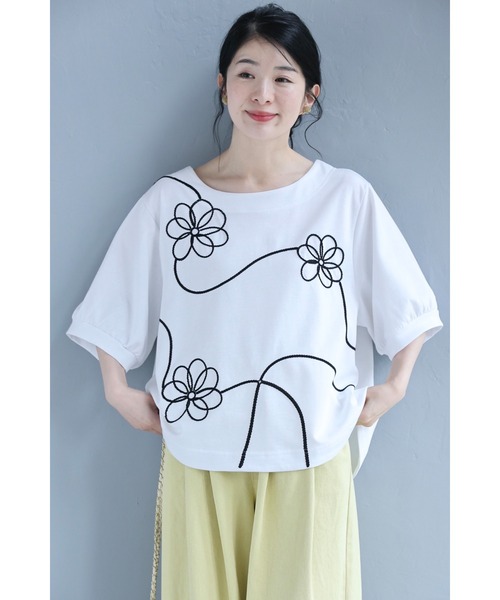 cawaii(カワイイ)の「繋がる花刺繍のカットソートップス(Tシャツ/カットソー・レディース・ホワイト・FREE)」の16枚目の写真