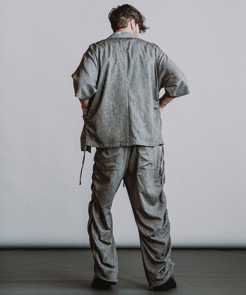 NO ID.(ノーアイディ)の「mj11634-ドローストリングスハーフスリーブ1B-JKT ジャケット(858006-496J)(テーラードジャケット・メンズ・ダークグレー/ブラック/グレー・ONE SIZE)」の7枚目の写真