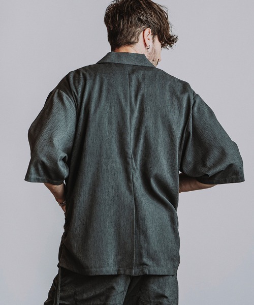 NO ID.(ノーアイディ)の「mj11634-ドローストリングスハーフスリーブ1B-JKT ジャケット(858006-496J)(テーラードジャケット・メンズ・ダークグレー/ブラック/グレー・ONE SIZE)」の9枚目の写真