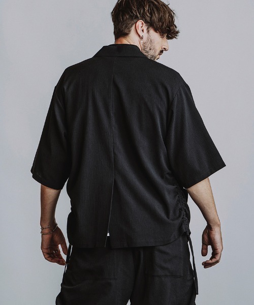 NO ID.(ノーアイディ)の「mj11634-ドローストリングスハーフスリーブ1B-JKT ジャケット(858006-496J)(テーラードジャケット・メンズ・ダークグレー/ブラック/グレー・ONE SIZE)」の13枚目の写真