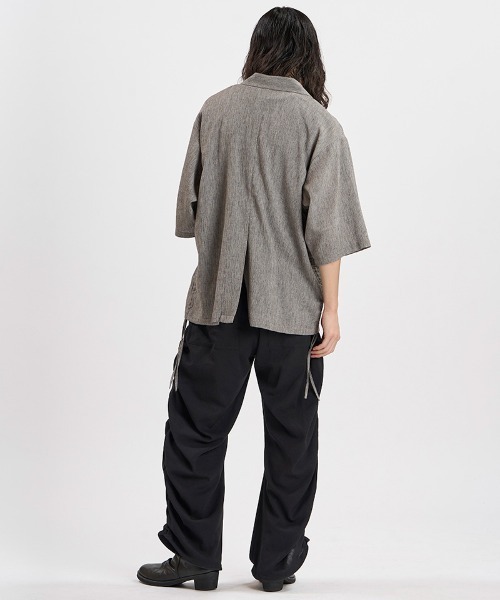 NO ID.(ノーアイディ)の「mj11634-ドローストリングスハーフスリーブ1B-JKT ジャケット(858006-496J)(テーラードジャケット・メンズ・ダークグレー/ブラック/グレー・ONE SIZE)」の21枚目の写真