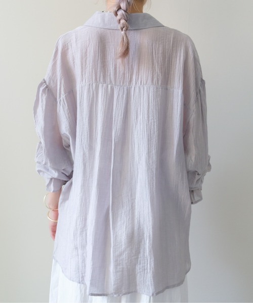 DOLLUPOOPS(ドールアップウップス)の「Gather Design Sheer Blouse(ギャザーデザインシアーブラウス)(シャツ/ブラウス・レディース・グレー/オフホワイト/ブラック/ライトピンク・FREE)」の8枚目の写真