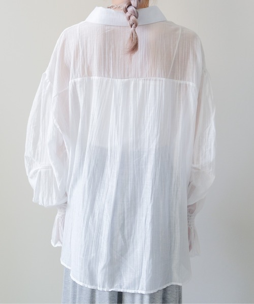 DOLLUPOOPS(ドールアップウップス)の「Gather Design Sheer Blouse(ギャザーデザインシアーブラウス)(シャツ/ブラウス・レディース・グレー/オフホワイト/ブラック/ライトピンク・FREE)」の21枚目の写真