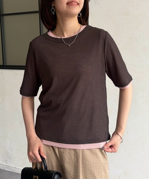 Chez toi（シェトワ）の「重ねSETシアーテレコカットソー（Tシャツ/カットソー・レディース・チャコールグレー/イエロー/ブラック・FREE）」の13枚目の写真