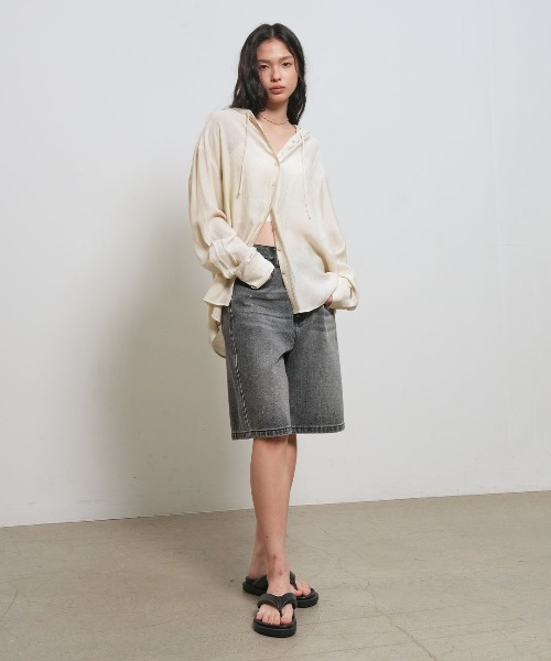 GENERAL IDEA(ジェネラルアイデア)の「【GENERAL IDEA】ルーズフィットリンクルフーディシャツ / LOOSE FIT WRINKLE HOODIE SHIRT(シャツ/ブラウス・レディース・スカイブルー/ブラック/ライトベージュ・L/M/S)」の16枚目の写真