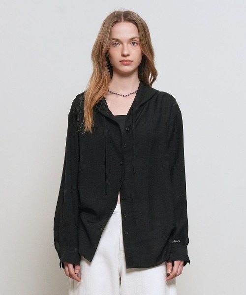 GENERAL IDEA(ジェネラルアイデア)の「【GENERAL IDEA】ルーズフィットリンクルフーディシャツ / LOOSE FIT WRINKLE HOODIE SHIRT(シャツ/ブラウス・レディース・スカイブルー/ブラック/ライトベージュ・L/M/S)」の6枚目の写真
