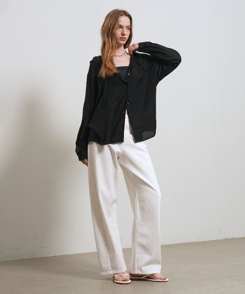 GENERAL IDEA(ジェネラルアイデア)の「【GENERAL IDEA】ルーズフィットリンクルフーディシャツ / LOOSE FIT WRINKLE HOODIE SHIRT(シャツ/ブラウス・レディース・スカイブルー/ブラック/ライトベージュ・L/M/S)」の9枚目の写真