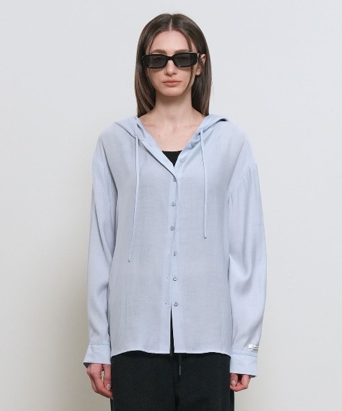 GENERAL IDEA(ジェネラルアイデア)の「【GENERAL IDEA】ルーズフィットリンクルフーディシャツ / LOOSE FIT WRINKLE HOODIE SHIRT(シャツ/ブラウス・レディース・スカイブルー/ブラック/ライトベージュ・L/M/S)」の22枚目の写真