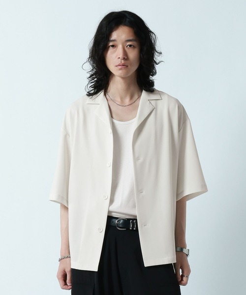 RAGEBLUE(レイジブルー)の「<接触冷感>【LUXURY+EASY】LOOSE SILHOUETTE OPEN COLLAR SHIRTS/ラグイージーオープンカラーシャツ【セットアップ対応】(シャツ/ブラウス・メンズ・グレー/ホワイト/ブルー/ブラック・LARGE/MEDIUM)」の2枚目の写真