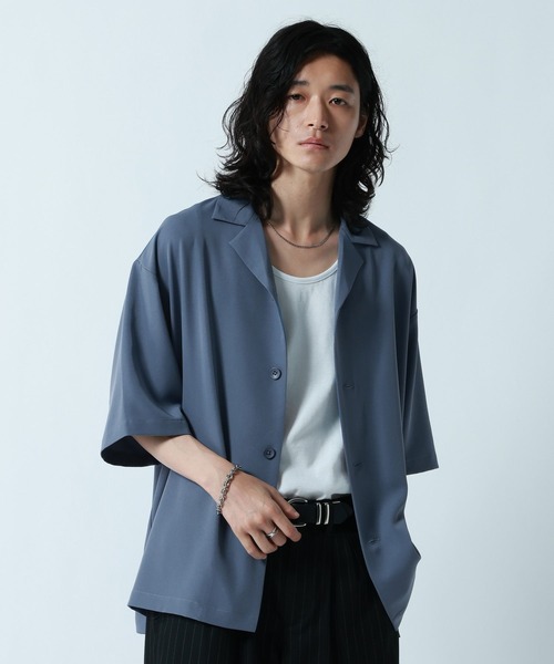 RAGEBLUE(レイジブルー)の「<接触冷感>【LUXURY+EASY】LOOSE SILHOUETTE OPEN COLLAR SHIRTS/ラグイージーオープンカラーシャツ【セットアップ対応】(シャツ/ブラウス・メンズ・グレー/ホワイト/ブルー/ブラック・LARGE/MEDIUM)」の4枚目の写真