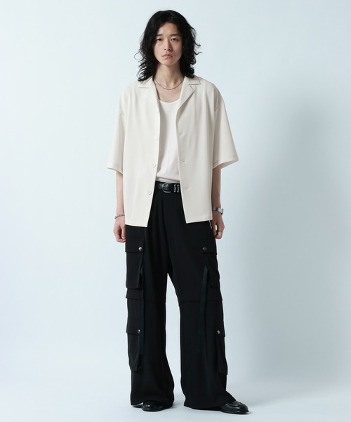 RAGEBLUE(レイジブルー)の「<接触冷感>【LUXURY+EASY】LOOSE SILHOUETTE OPEN COLLAR SHIRTS/ラグイージーオープンカラーシャツ【セットアップ対応】(シャツ/ブラウス・メンズ・グレー/ホワイト/ブルー/ブラック・LARGE/MEDIUM)」の6枚目の写真