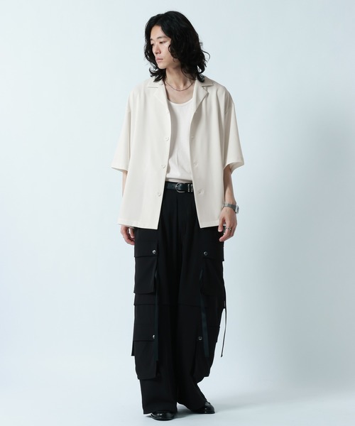 RAGEBLUE(レイジブルー)の「<接触冷感>【LUXURY+EASY】LOOSE SILHOUETTE OPEN COLLAR SHIRTS/ラグイージーオープンカラーシャツ【セットアップ対応】(シャツ/ブラウス・メンズ・グレー/ホワイト/ブルー/ブラック・LARGE/MEDIUM)」の7枚目の写真
