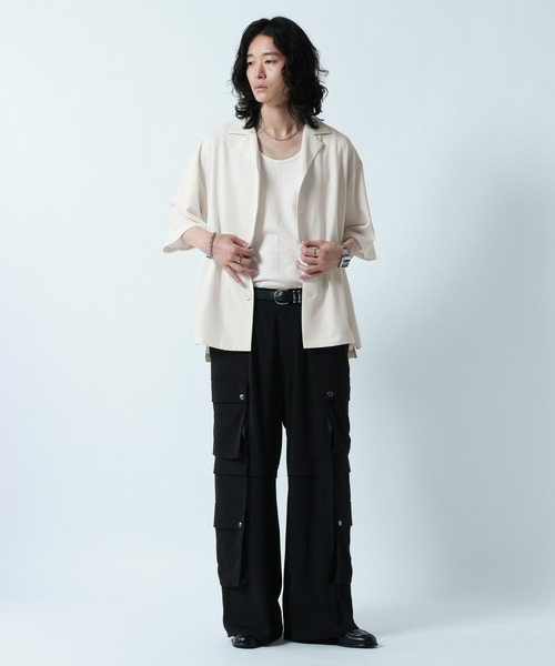 RAGEBLUE(レイジブルー)の「<接触冷感>【LUXURY+EASY】LOOSE SILHOUETTE OPEN COLLAR SHIRTS/ラグイージーオープンカラーシャツ【セットアップ対応】(シャツ/ブラウス・メンズ・グレー/ホワイト/ブルー/ブラック・LARGE/MEDIUM)」の9枚目の写真