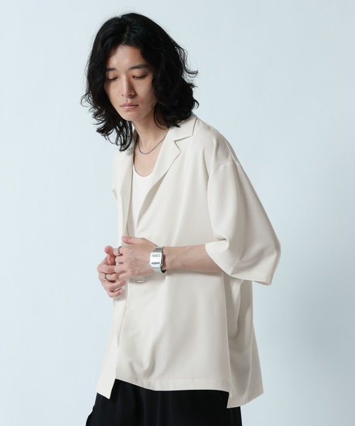 RAGEBLUE(レイジブルー)の「<接触冷感>【LUXURY+EASY】LOOSE SILHOUETTE OPEN COLLAR SHIRTS/ラグイージーオープンカラーシャツ【セットアップ対応】(シャツ/ブラウス・メンズ・グレー/ホワイト/ブルー/ブラック・LARGE/MEDIUM)」の13枚目の写真