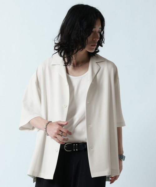 RAGEBLUE(レイジブルー)の「<接触冷感>【LUXURY+EASY】LOOSE SILHOUETTE OPEN COLLAR SHIRTS/ラグイージーオープンカラーシャツ【セットアップ対応】(シャツ/ブラウス・メンズ・グレー/ホワイト/ブルー/ブラック・LARGE/MEDIUM)」の14枚目の写真