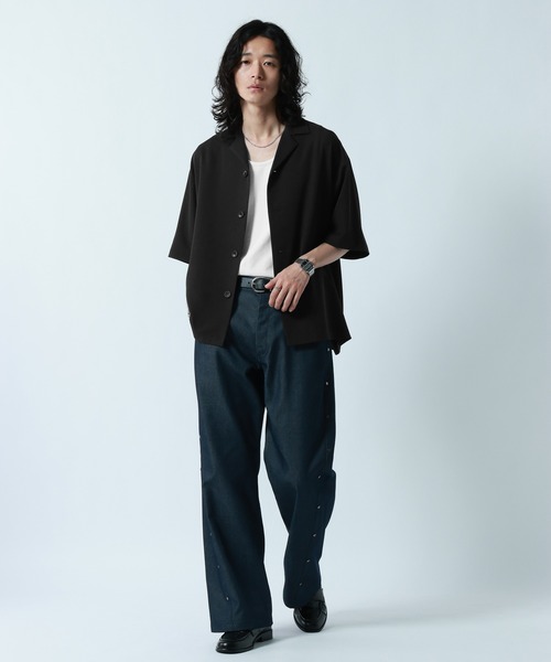 RAGEBLUE(レイジブルー)の「<接触冷感>【LUXURY+EASY】LOOSE SILHOUETTE OPEN COLLAR SHIRTS/ラグイージーオープンカラーシャツ【セットアップ対応】(シャツ/ブラウス・メンズ・グレー/ホワイト/ブルー/ブラック・LARGE/MEDIUM)」の15枚目の写真