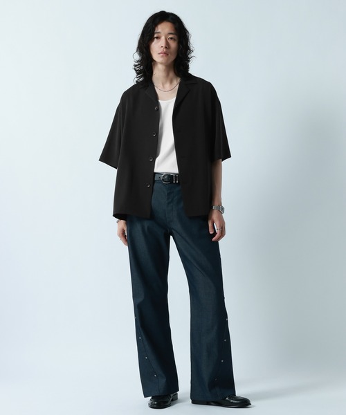 RAGEBLUE(レイジブルー)の「<接触冷感>【LUXURY+EASY】LOOSE SILHOUETTE OPEN COLLAR SHIRTS/ラグイージーオープンカラーシャツ【セットアップ対応】(シャツ/ブラウス・メンズ・グレー/ホワイト/ブルー/ブラック・LARGE/MEDIUM)」の16枚目の写真