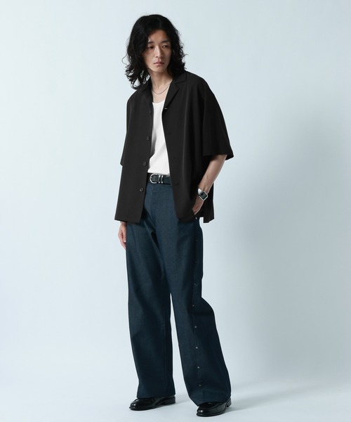 RAGEBLUE(レイジブルー)の「<接触冷感>【LUXURY+EASY】LOOSE SILHOUETTE OPEN COLLAR SHIRTS/ラグイージーオープンカラーシャツ【セットアップ対応】(シャツ/ブラウス・メンズ・グレー/ホワイト/ブルー/ブラック・LARGE/MEDIUM)」の17枚目の写真