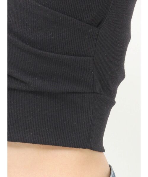 GYDA(ジェイダ)の「ラメテレコハーフスリーブカシュクールオフショルショートトップス(Tシャツ/カットソー・レディース・ブラック/オフホワイト/グレー・FREE)」の5枚目の写真