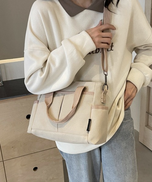 Miniministore(ミニミニストア)の「キャンバストートバッグ 無地肩掛けバッグ(トートバッグ・レディース・アイボリー/ブラック/ベージュ・FREE)」の3枚目の写真