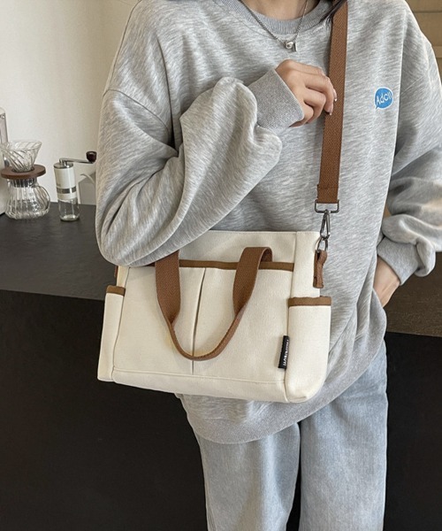 Miniministore(ミニミニストア)の「キャンバストートバッグ 無地肩掛けバッグ(トートバッグ・レディース・アイボリー/ブラック/ベージュ・FREE)」の20枚目の写真