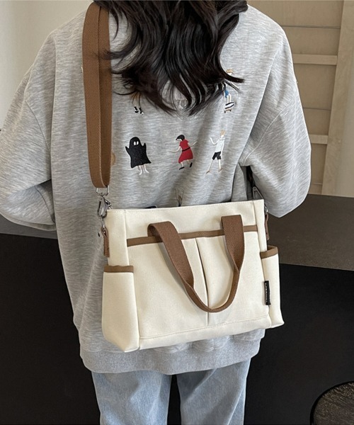 Miniministore(ミニミニストア)の「キャンバストートバッグ 無地肩掛けバッグ(トートバッグ・レディース・アイボリー/ブラック/ベージュ・FREE)」の19枚目の写真